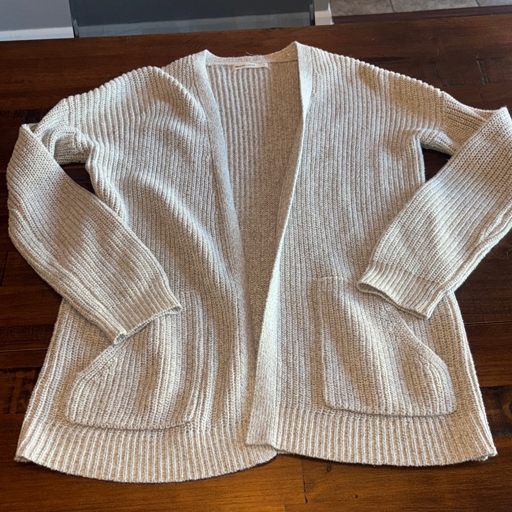 Marine Layer Cream Open-Front Cardigan